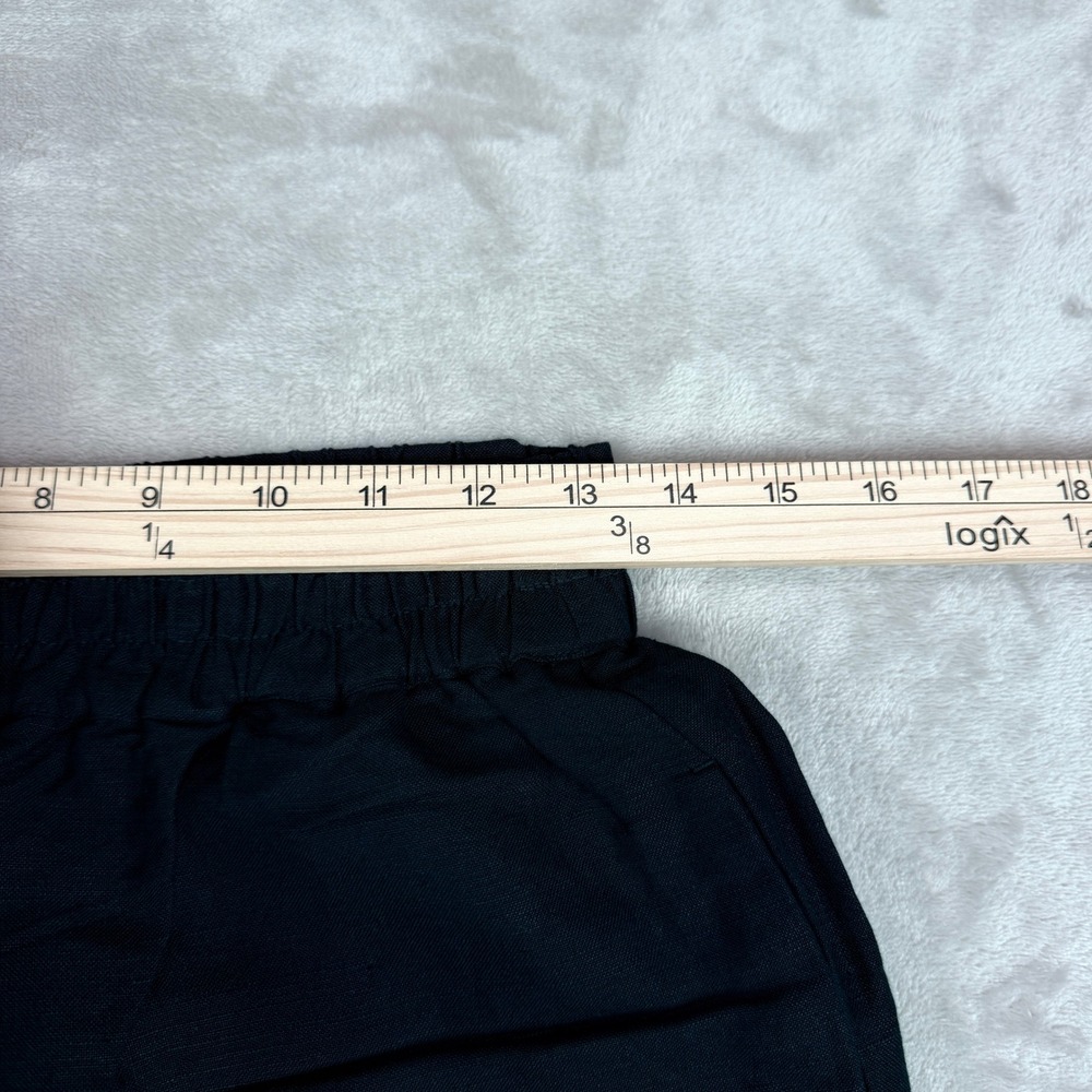 Evereve Wide Leg Pants Women S Black Linen Blend Palazzo Elastic High Waist EUC - Picture 7 of 10